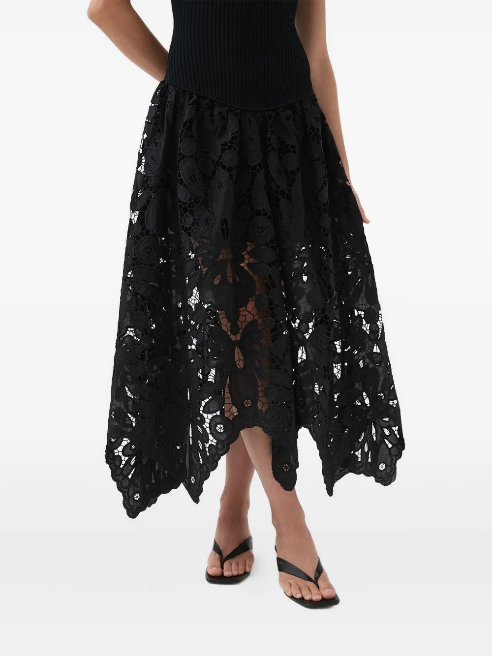 Aje Atlas Floral-lace Dress In Black