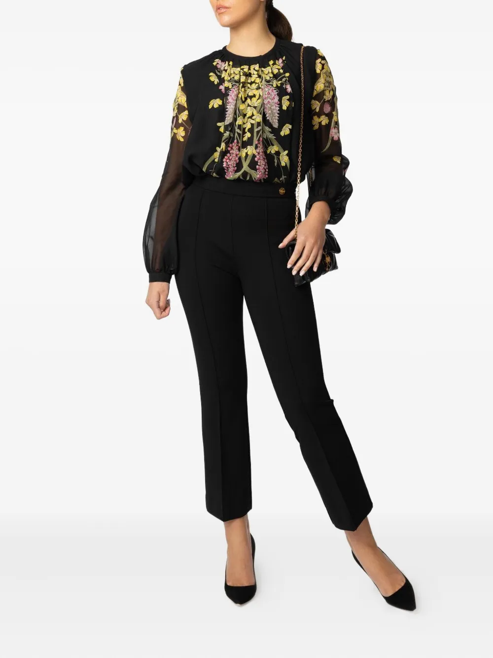 Giambattista Valli floral-print long-sleeve blouse - Zwart