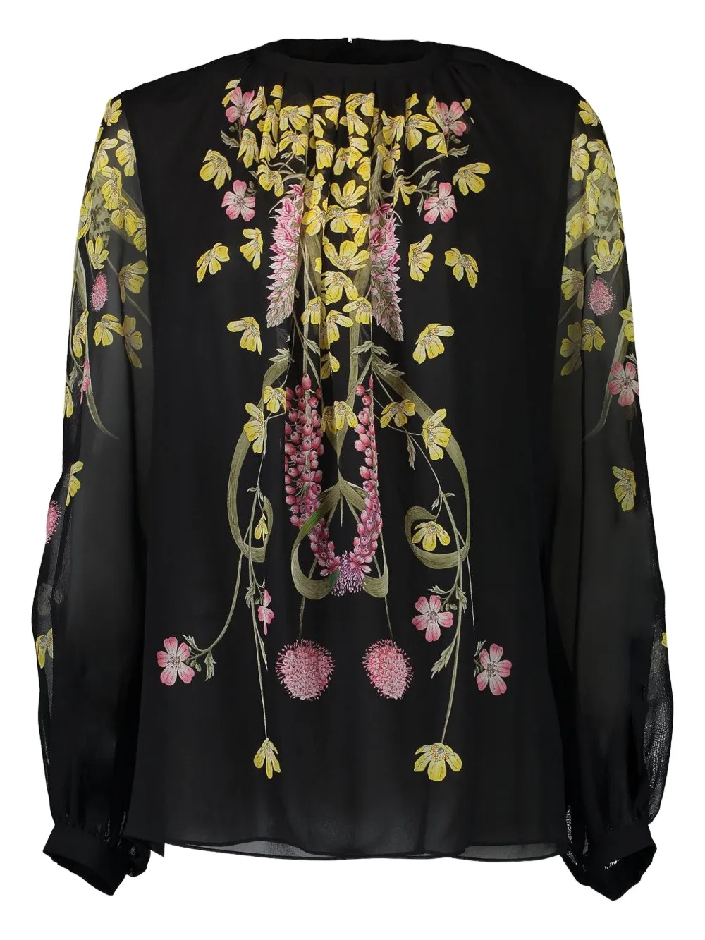 Giambattista Valli Floral-print Long-sleeve Blouse In Black