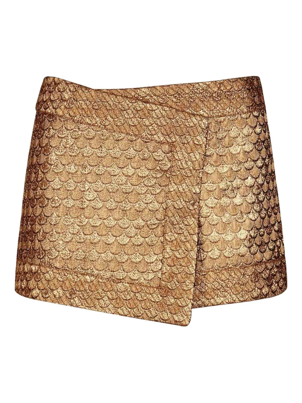 Johanna Ortiz scale-pattern wrap mini skirt | Gold | Image 1