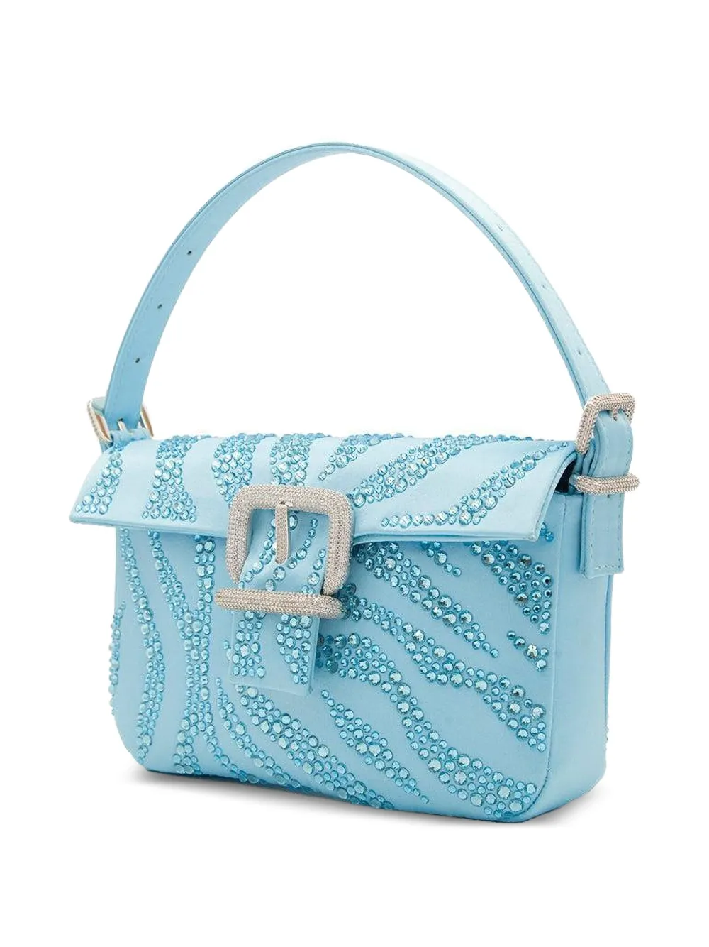 Gedebe Mini Habibi Crystal-embellished Buckle Tote Bag In Blue
