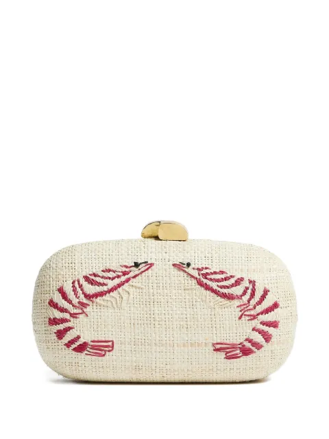 Pamela Munson Shrimp Cocktail embroidered raffia clutch