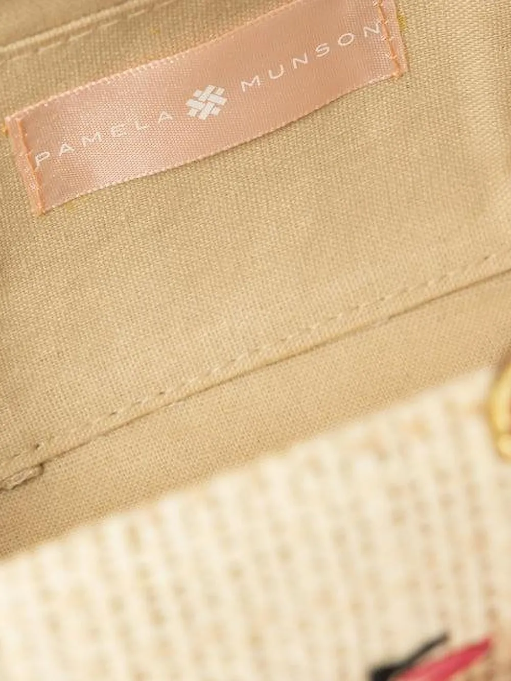 Pamela Munson Shrimp Cocktail Embroidered Raffia Clutch In Neutral