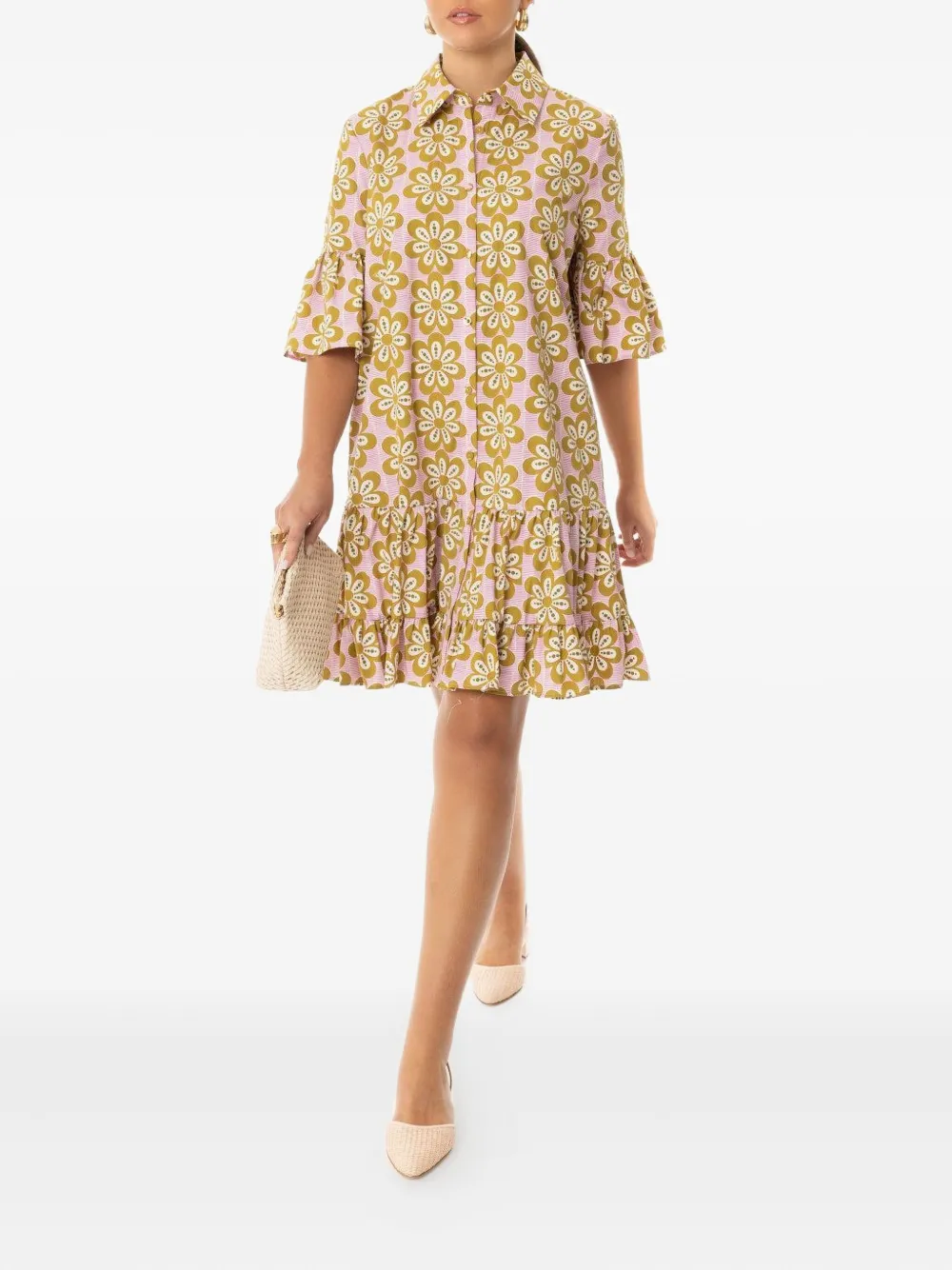 La DoubleJ Choux floral tiered dress - Roze