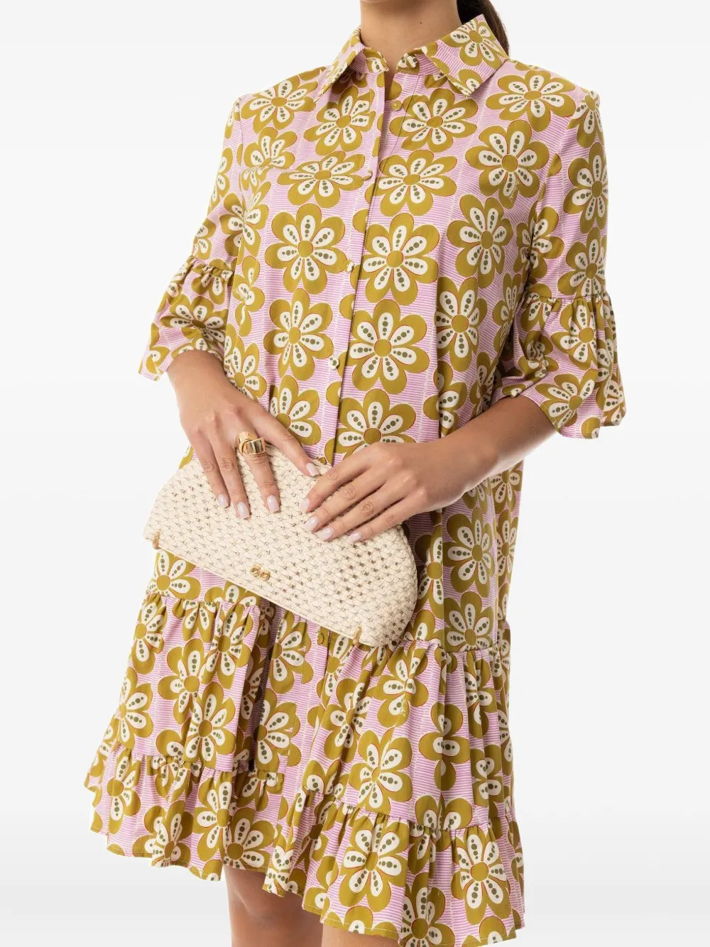 La DoubleJ Choux floral tiered dress Roze