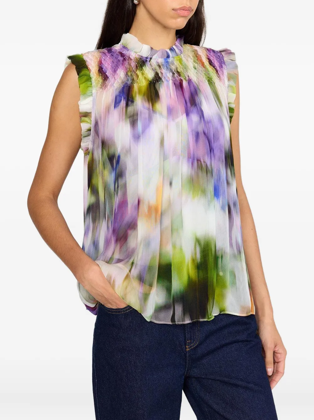 Christy Lynn Odette ruffled smocked top - Paars