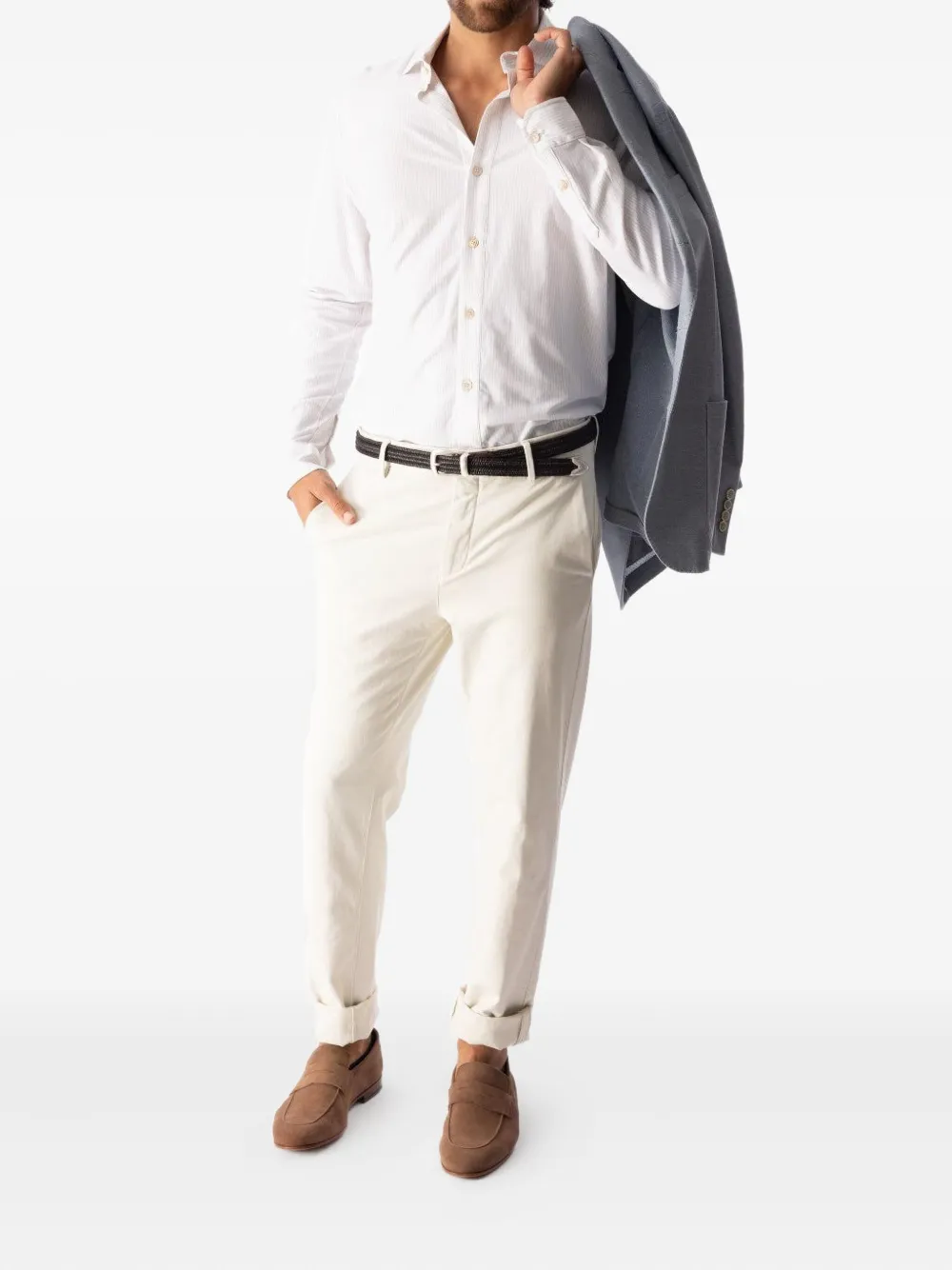 Eleventy long-sleeve striped shirt - Wit