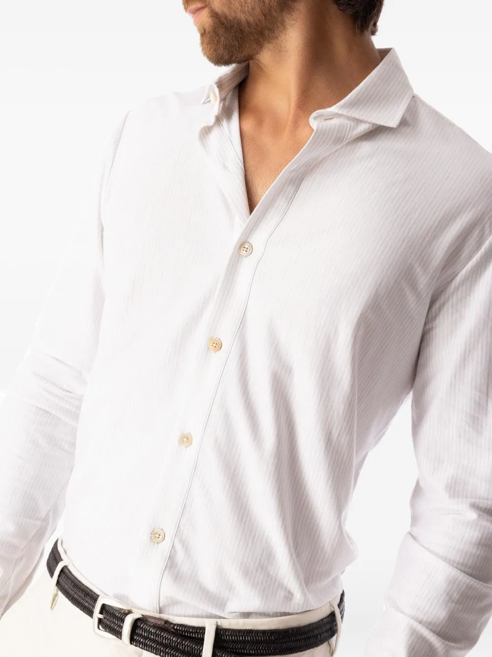 Eleventy long-sleeve striped shirt Wit