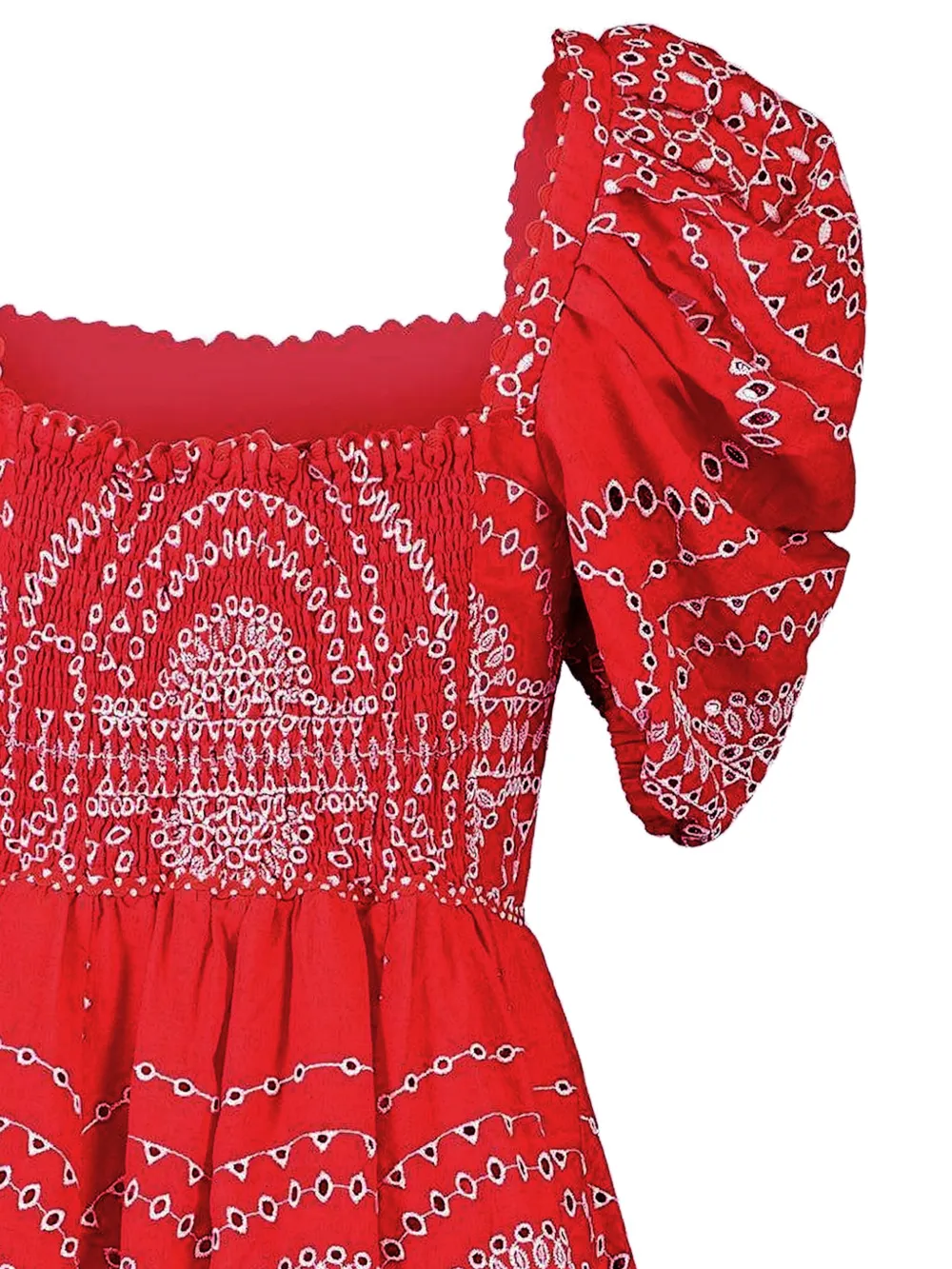 Charo Ruiz Ibiza puff-sleeve embroidered dress - Rood
