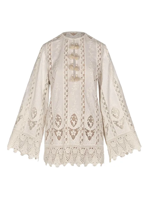 johanna ortiz the power of the sea embroidered mini dress Modest Wedding Dress Long Sleeve Lace Applique Classic A-Line Wedding –  formalgowns main image 0