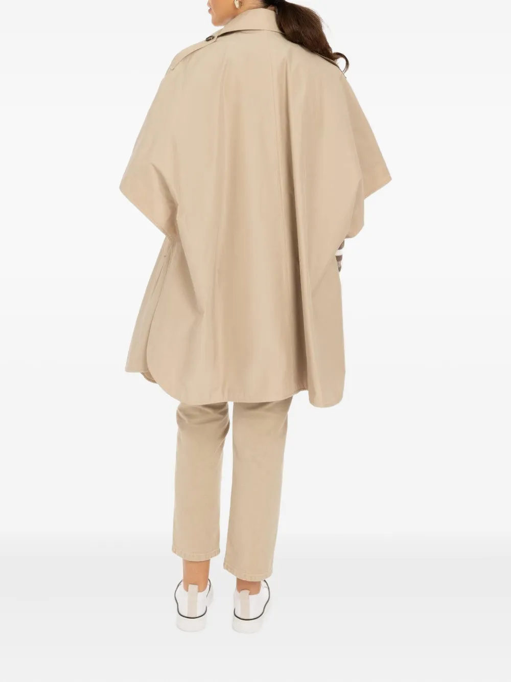 Brunello Cucinelli Double-breasted Cape Coat In Neutral