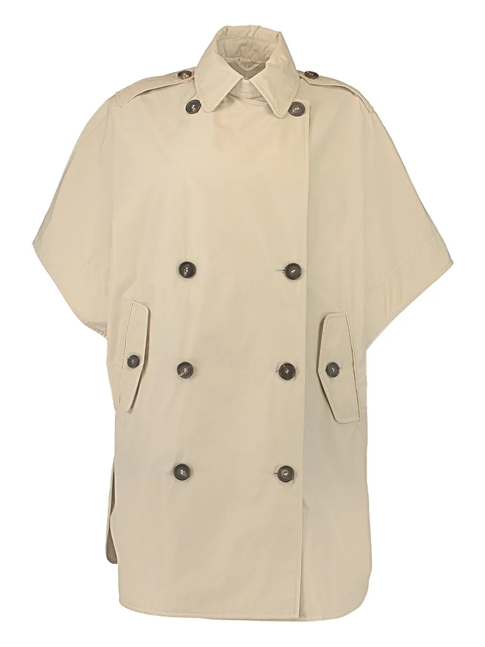 Brunello Cucinelli Double-breasted Cape Coat In Neutral