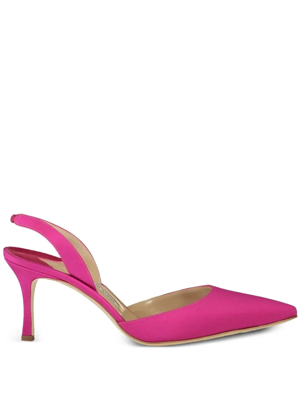 Manolo Blahnik Carolyne 70 Silk Crepe De Chine Slingback Pumps In Pink