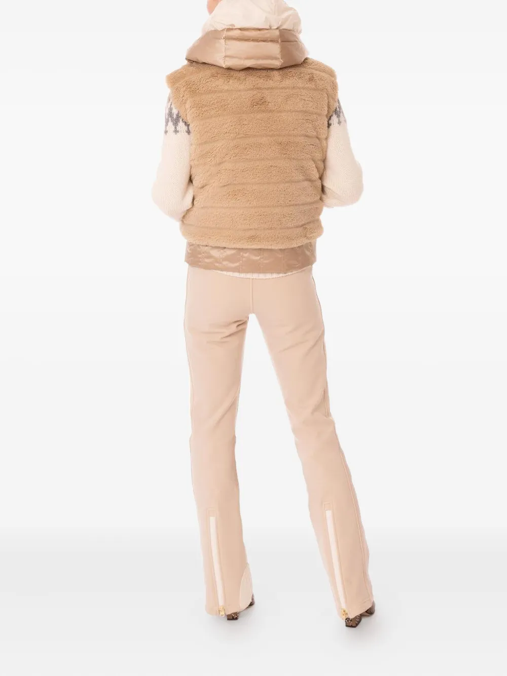 Bogner Yumi Quilted Faux-fur Hooded Gilet In Brown