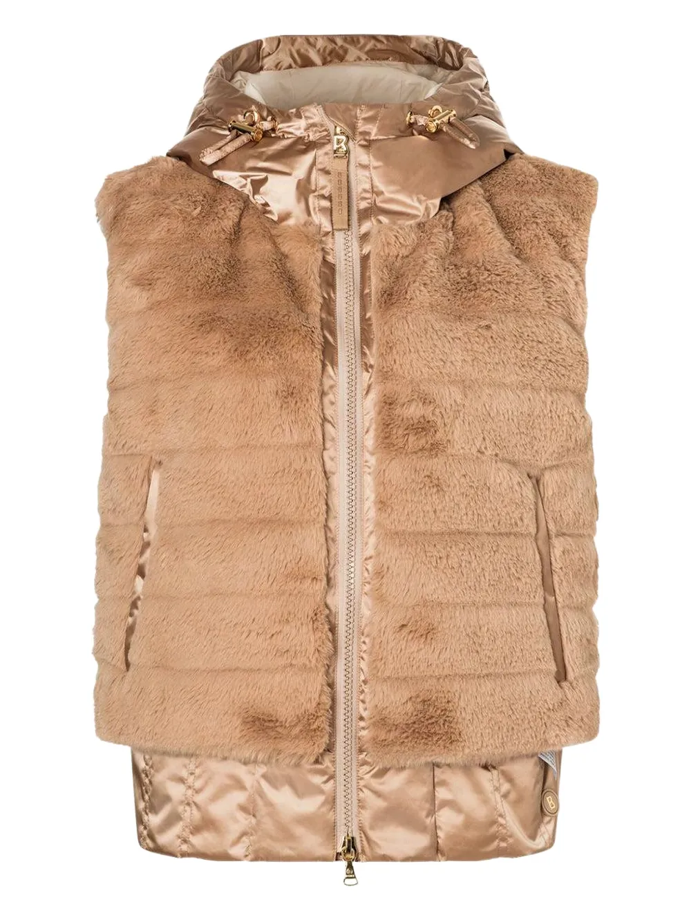 Bogner Yumi Quilted Faux-fur Hooded Gilet In Brown