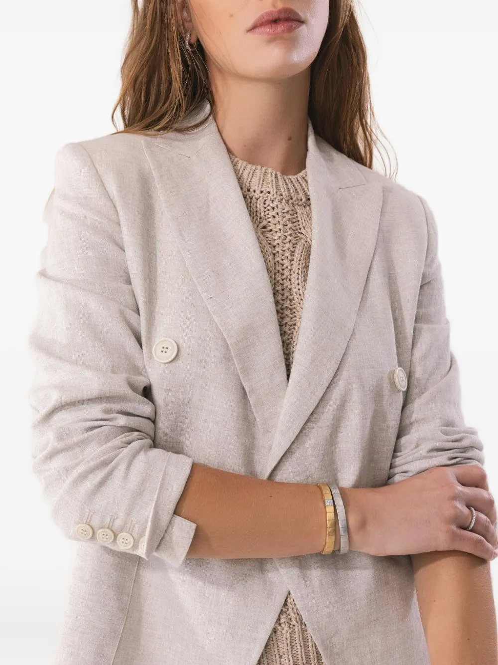 Eleventy Double-breasted Linen Blazer In Pink