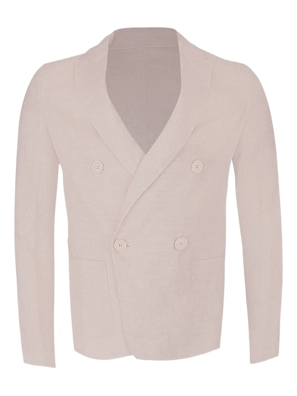 Eleventy Double-breasted Linen Blazer In Pink