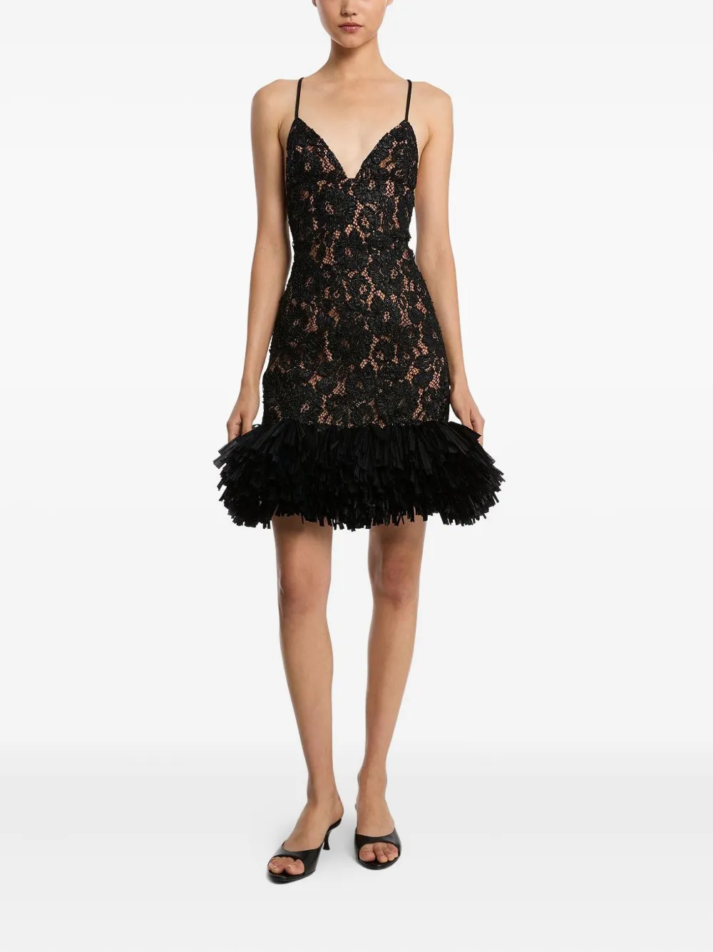Michael Kors Collection floral-embroidered mini dress Zwart
