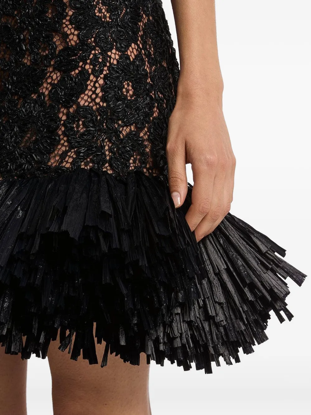 Michael Kors Collection floral-embroidered mini dress Zwart