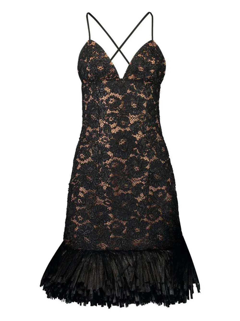 Michael Kors Collection floral-embroidered mini dress - ブラック Michael Kors Collection floral-embroidered mini dress - ブラック