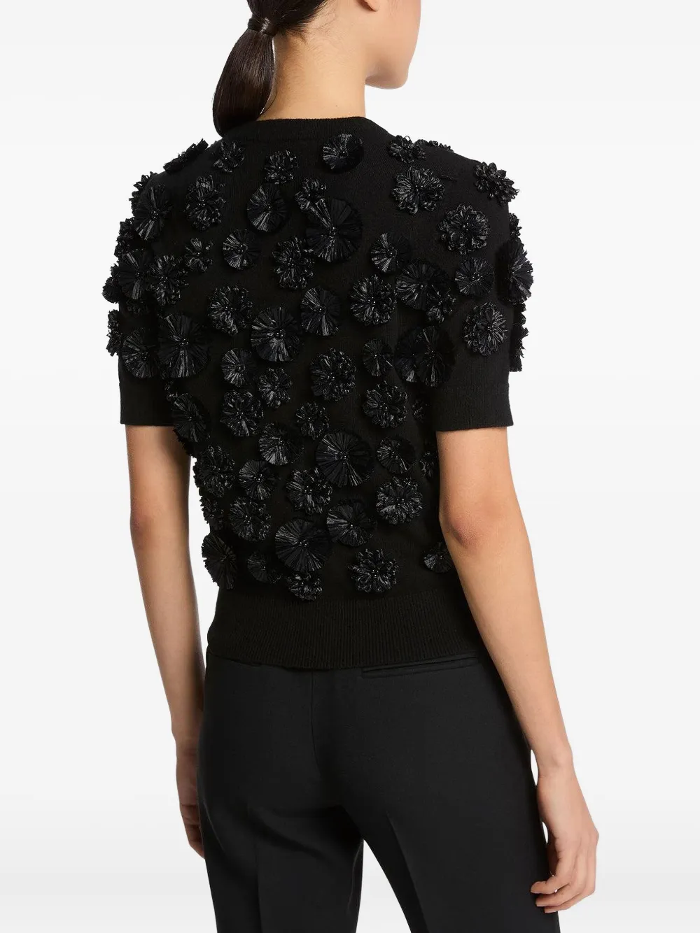 Michael Kors Collection floral-embroidered shell top - Zwart