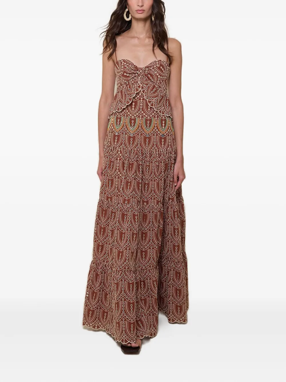 Johanna Ortiz Entre Flechas embroidered-details maxi dress - Rood