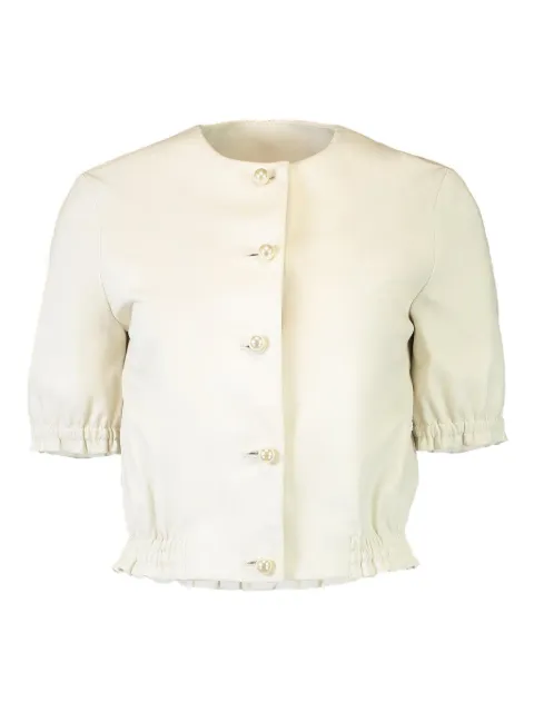 Susan Bender pearl-button leather jacket 