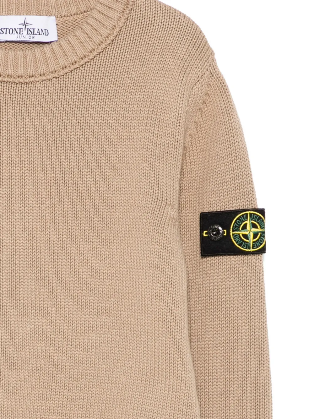 Stone Island Logo-patch Crew-neck Sweater In Brown