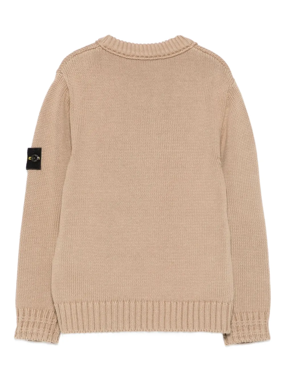 Stone Island Logo-patch Crew-neck Sweater In Brown