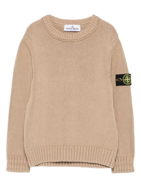 Stone Island Junior suéter con cuello redondo y parche del logo