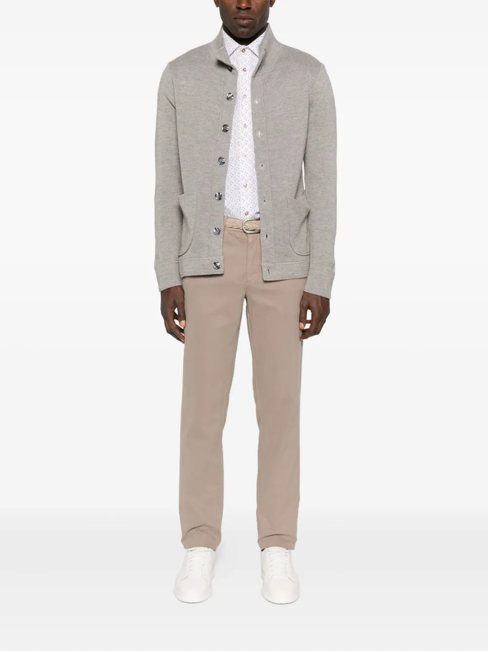 Sand mock-neck patch-pocket cardigan | Cardigans | Image 2