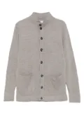 Sand mock-neck patch-pocket cardigan - Grey
