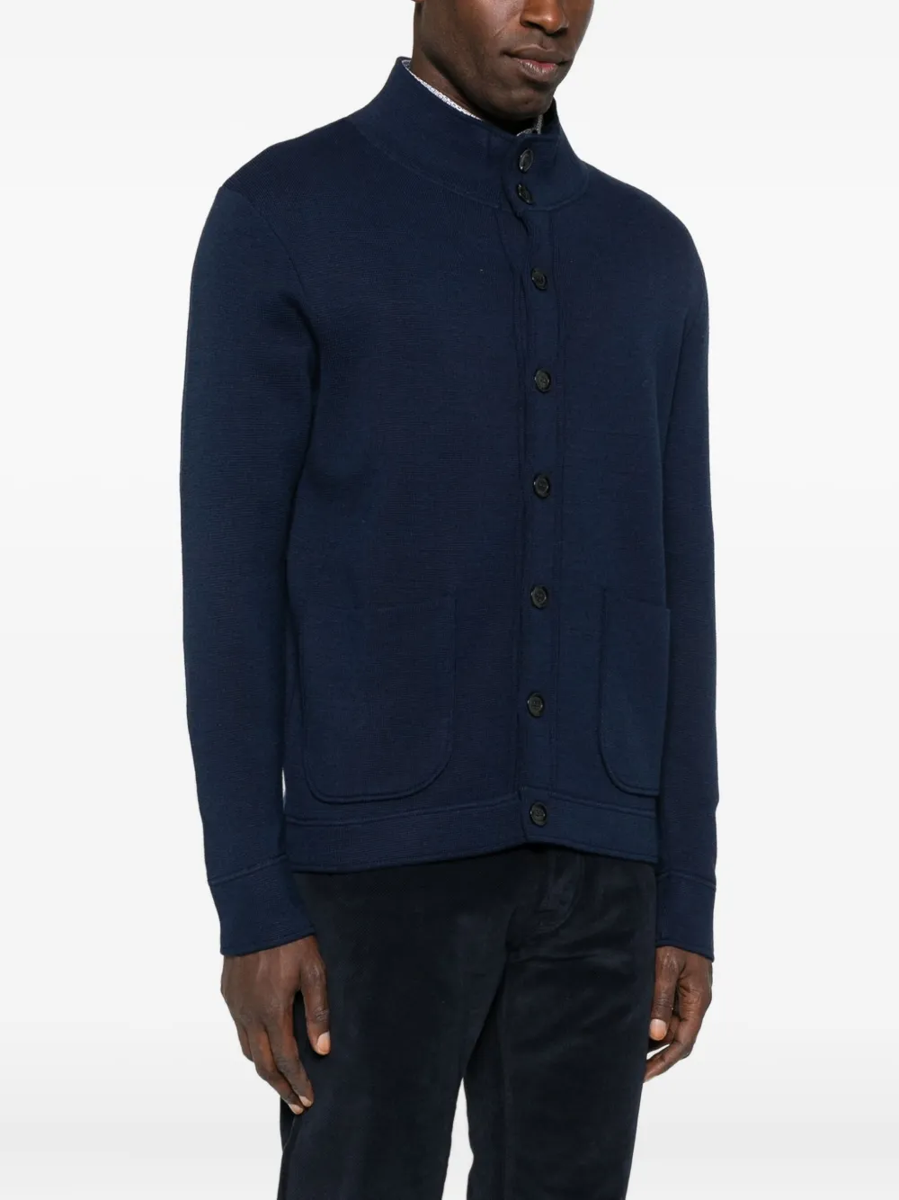Sand Jody Patch-pocket Cardigan In Blue