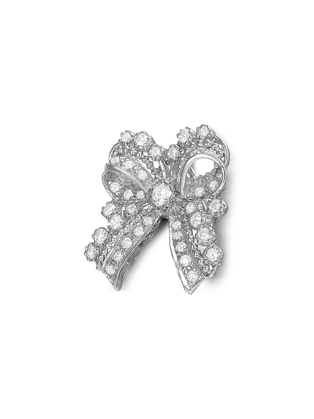 Anabela Chan 14k White Gold And Rhodium Vermeil Dentelle Bow Diamond Earrings In White