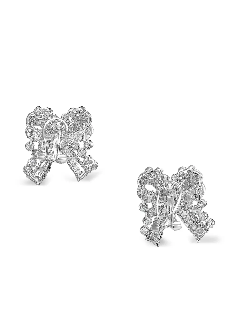 Anabela Chan 14k White Gold And Rhodium Vermeil Dentelle Bow Diamond Earrings In White