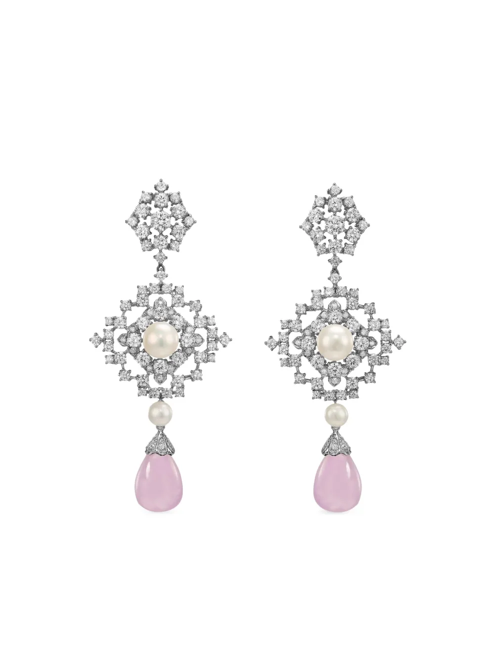 Anabela Chan Rhodium Vermeil Pixelise Multi-stone Earrings In Metallic