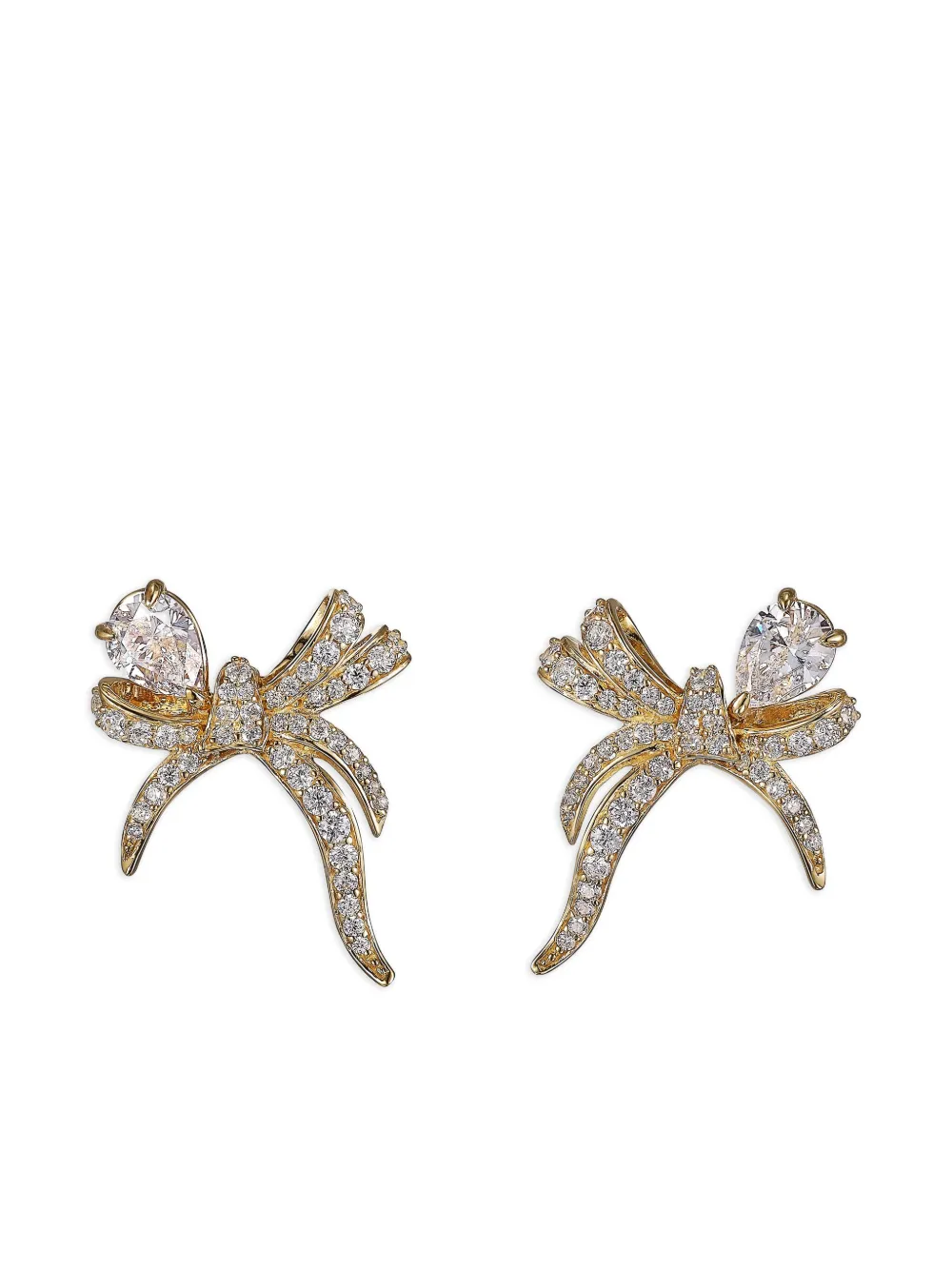 Anabela Chan 9k Yellow Gold Mini Ruban White Diamond Earrings In Gold