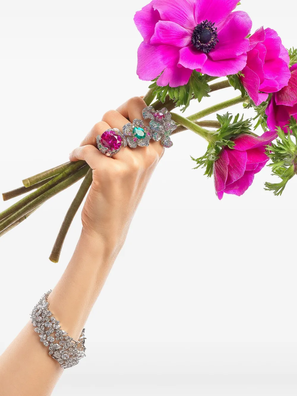 Anabela Chan 14k White Gold And Rhodium Vermeil Bloom Multi-stone Ring In Multi