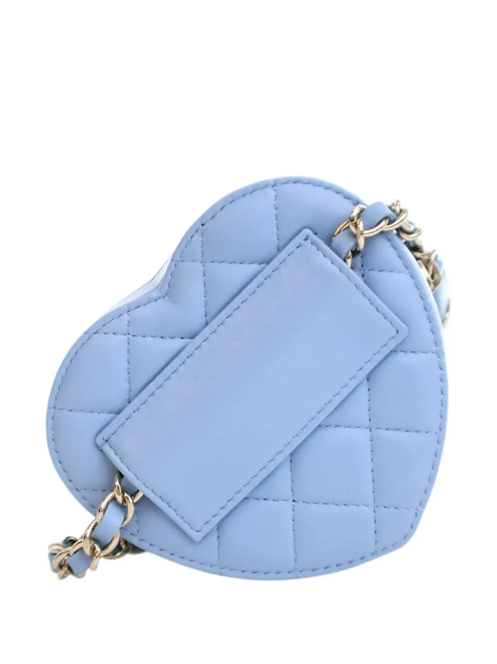 Pre-owned Chanel 2021 Mini Lambskin Cc In Love Heart Belt Bag In Blue