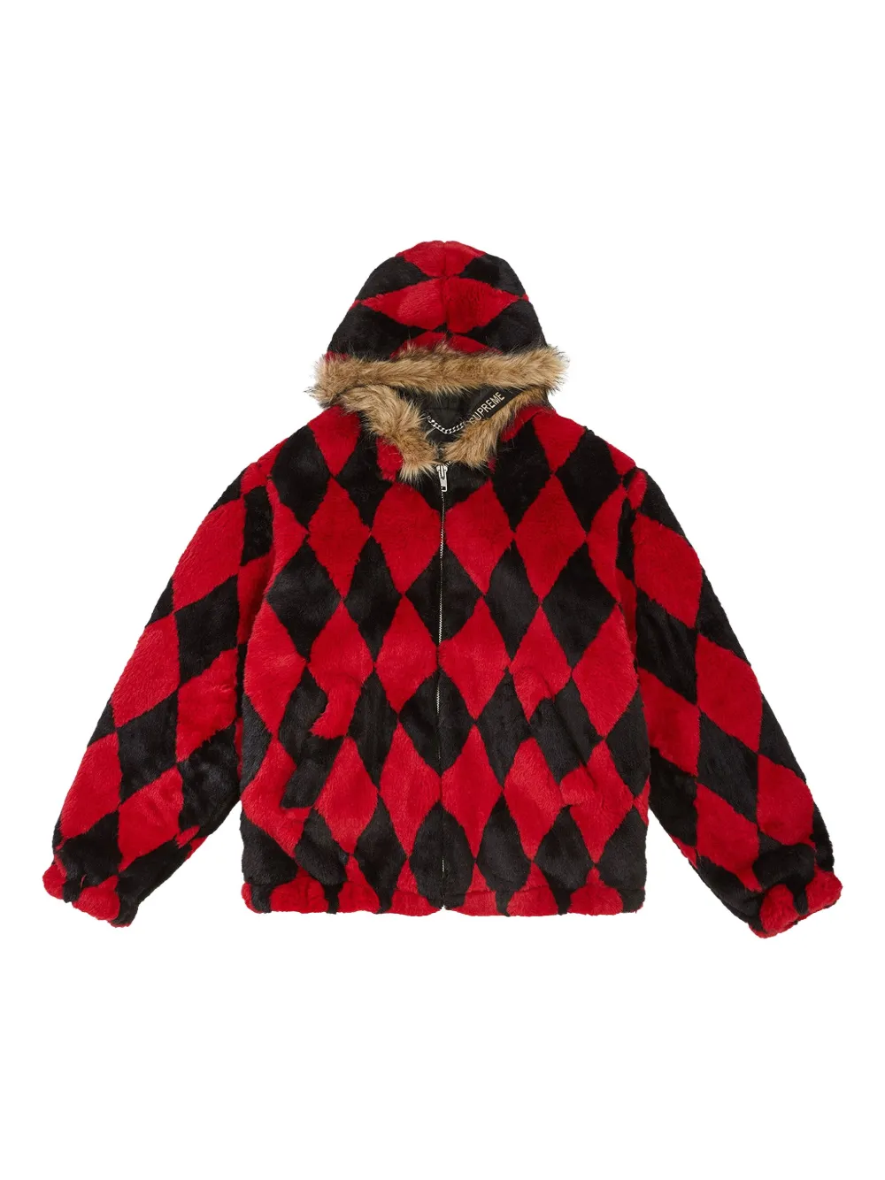 Supreme diamond-pattern faux-fur jacket | Red | Image 1