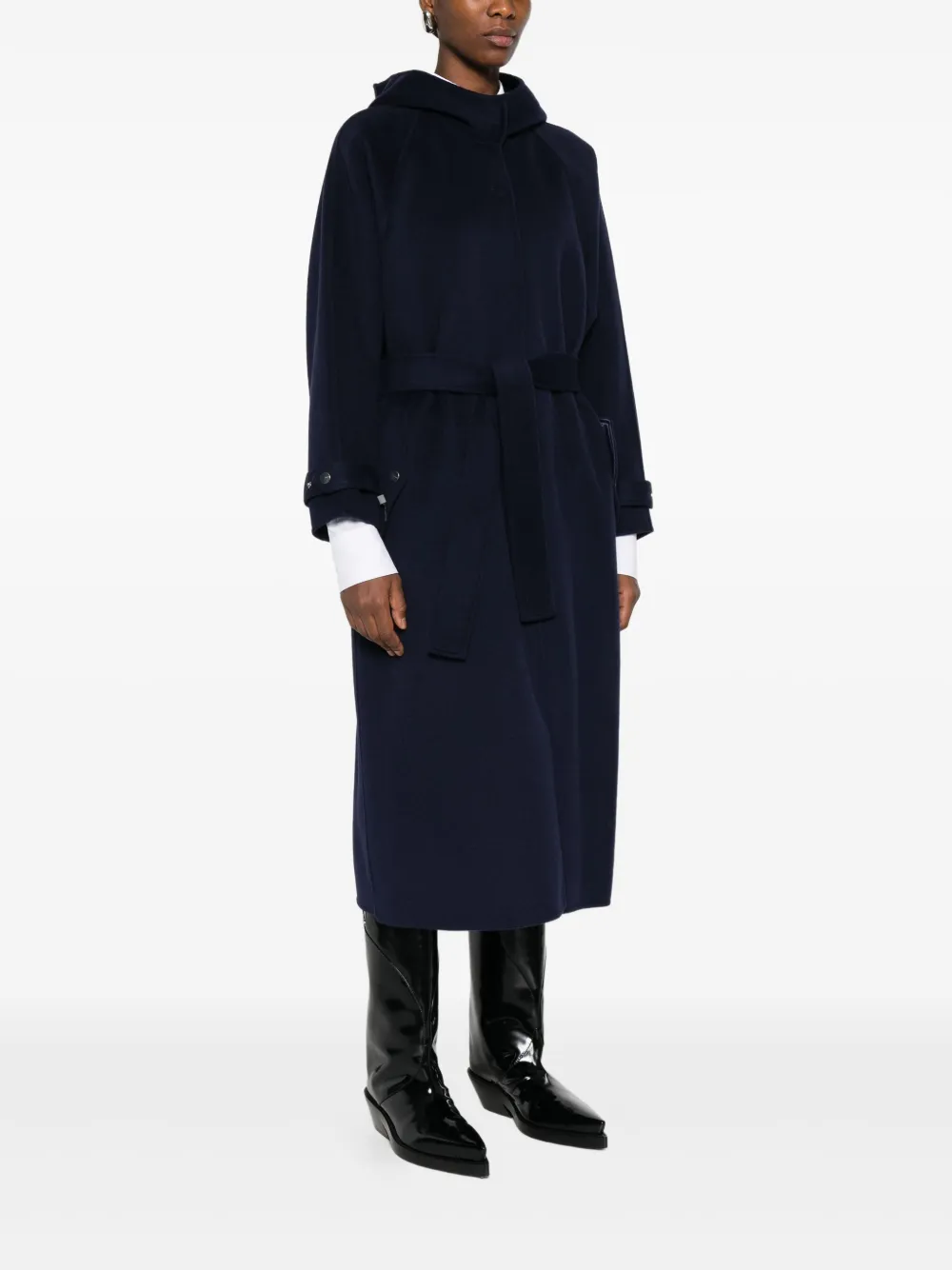 Pinko Hooded Coat In Blue