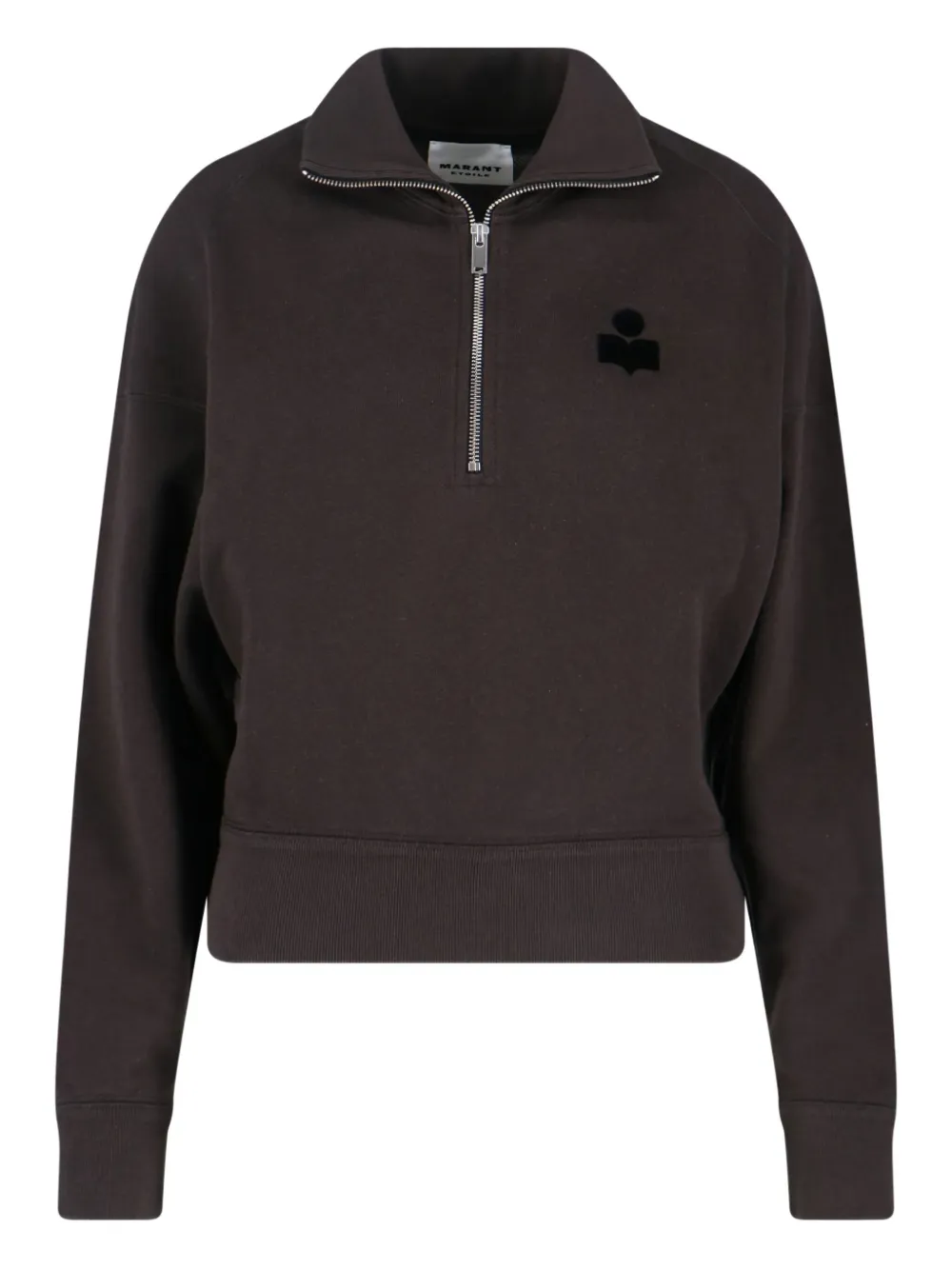 Isabel Marant Half-zip Logo Sweatshirt In Brown