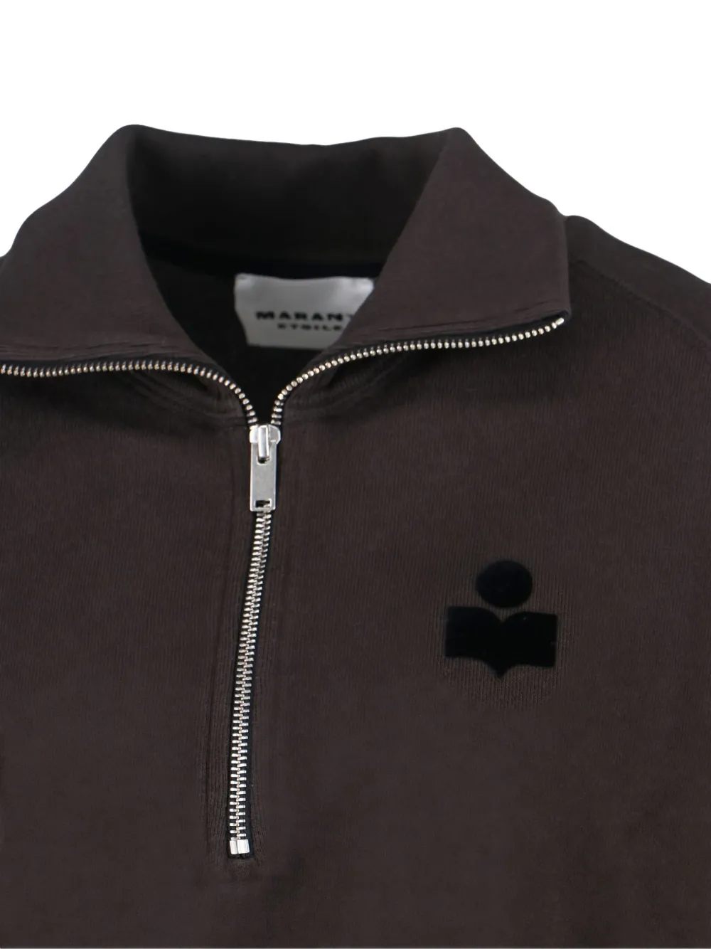 Isabel Marant Half-zip Logo Sweatshirt In Brown