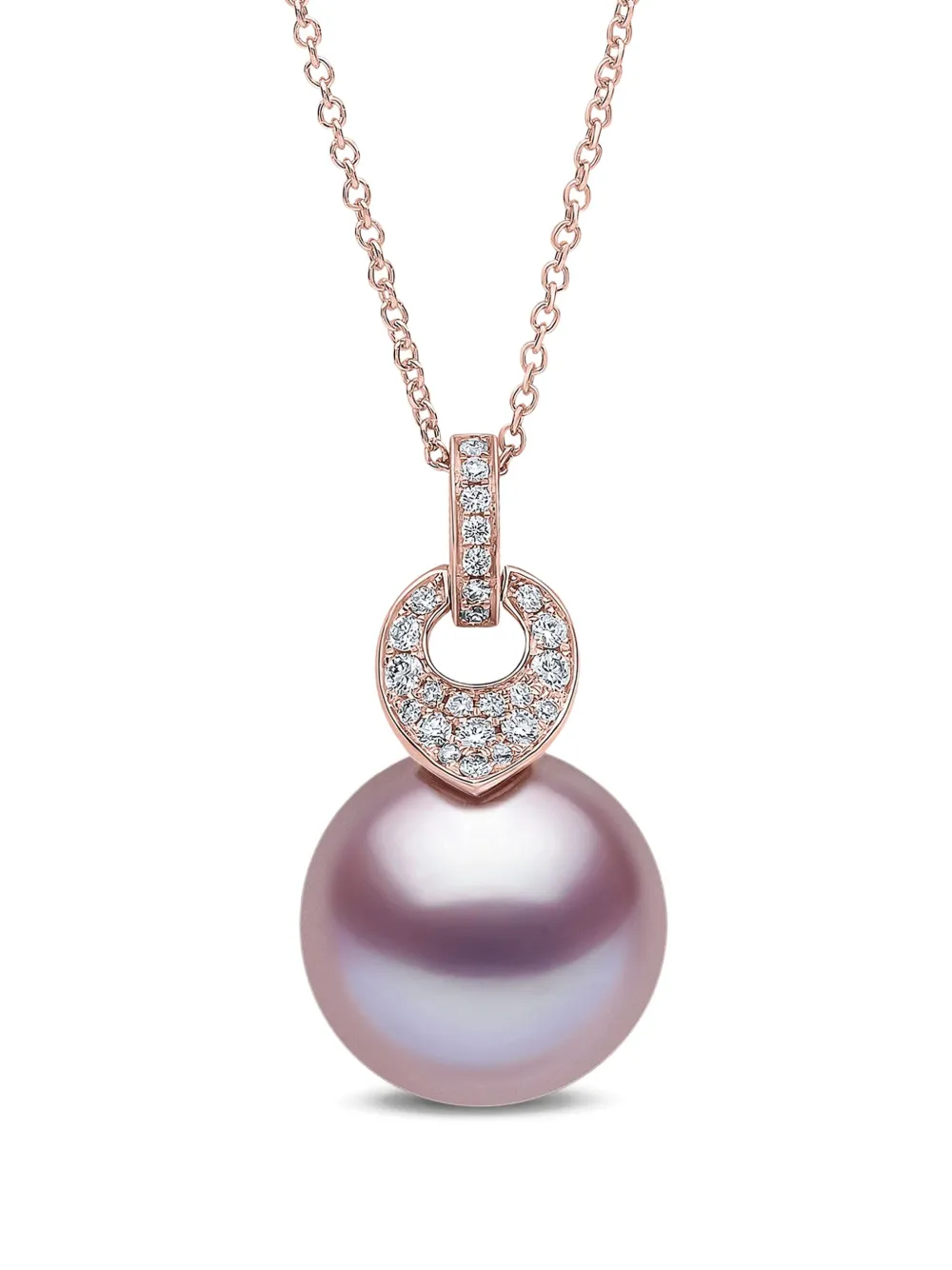 Yoko London 18K rose gold Jazz pearl and diamonds pendant necklace - Rosa