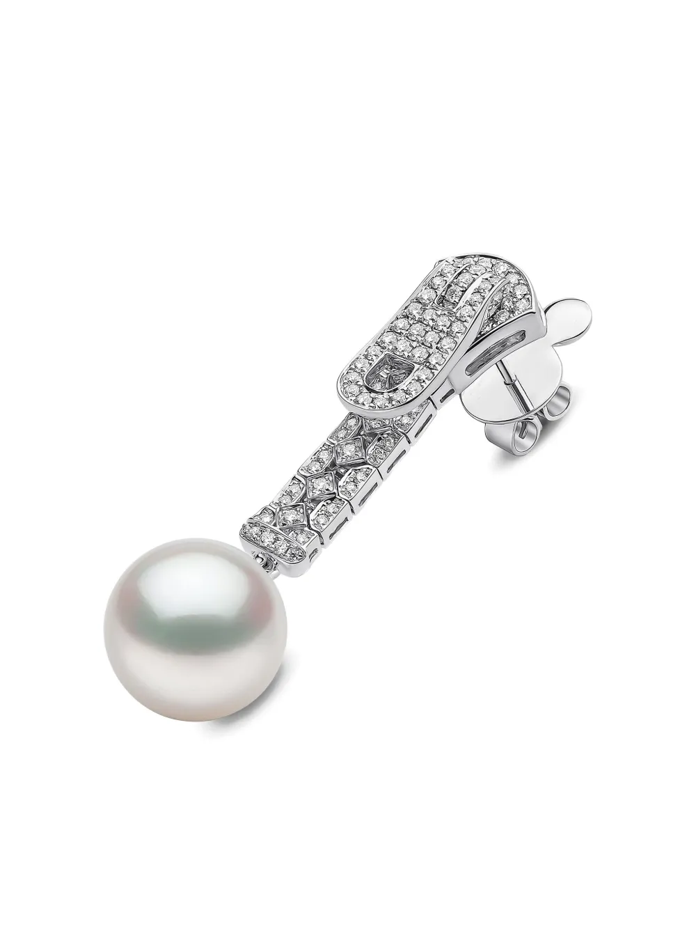 Yoko London 18k White Gold Zyyp Pearl And Diamonds Earrings In Silver
