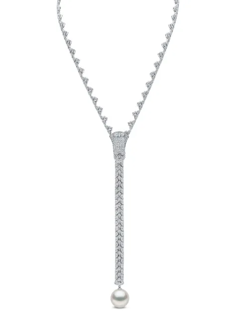 Yoko London 18kt Zyyp Weißgoldhalskette mit Perlen und Diamanten