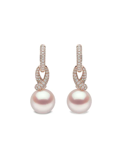 Yoko London 18K rose gold Jazz pearl and diamonds earrings