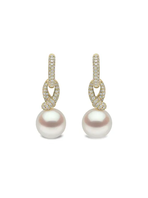 Yoko London أقراط 'جاز' ذهب أصفر عيار 18 مرصعة بألماس ولؤلؤ