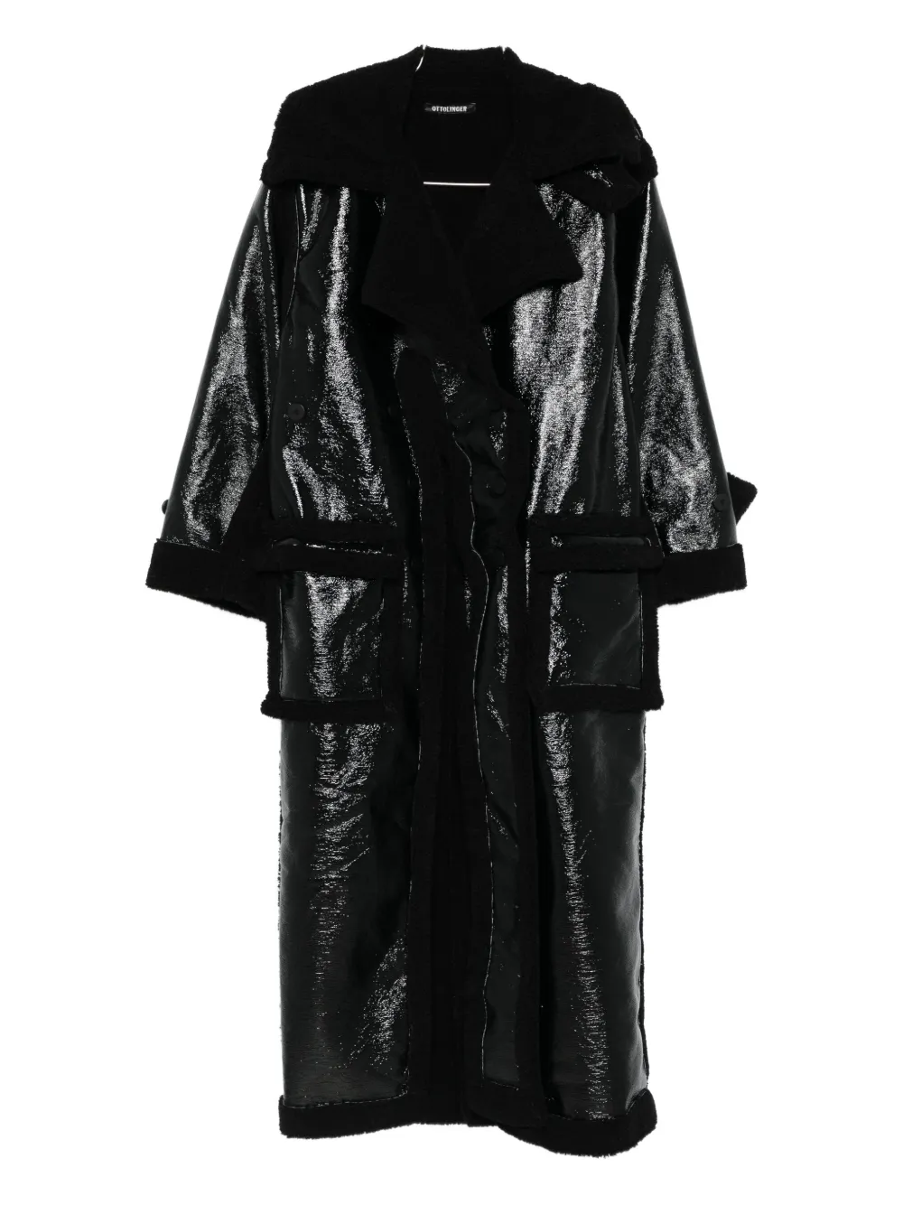 Ottolinger Faux-shearling Trim Coat In Black