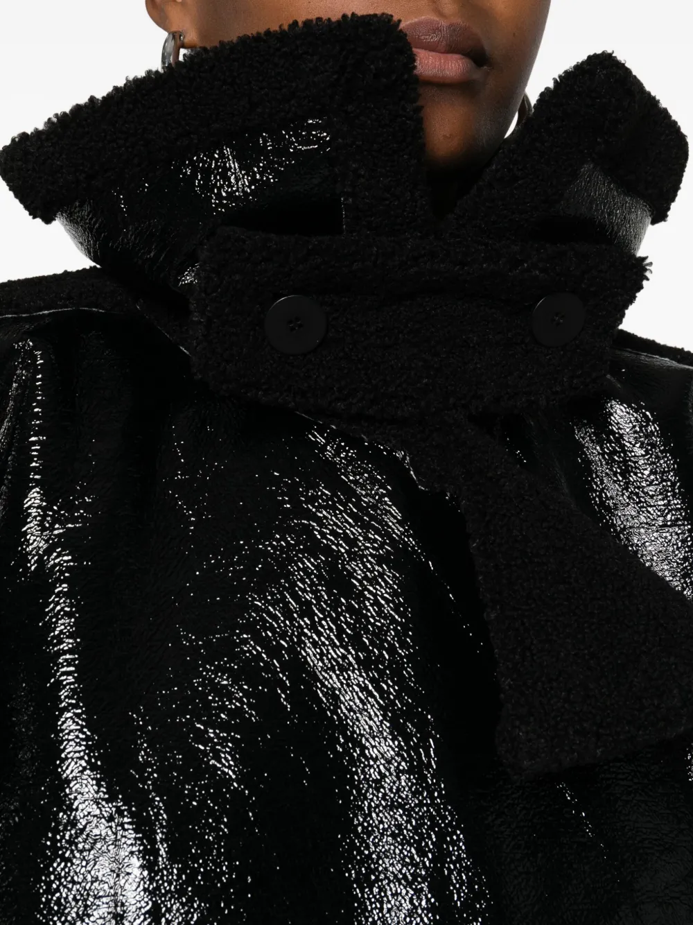 Ottolinger Faux-shearling Trim Coat In Black